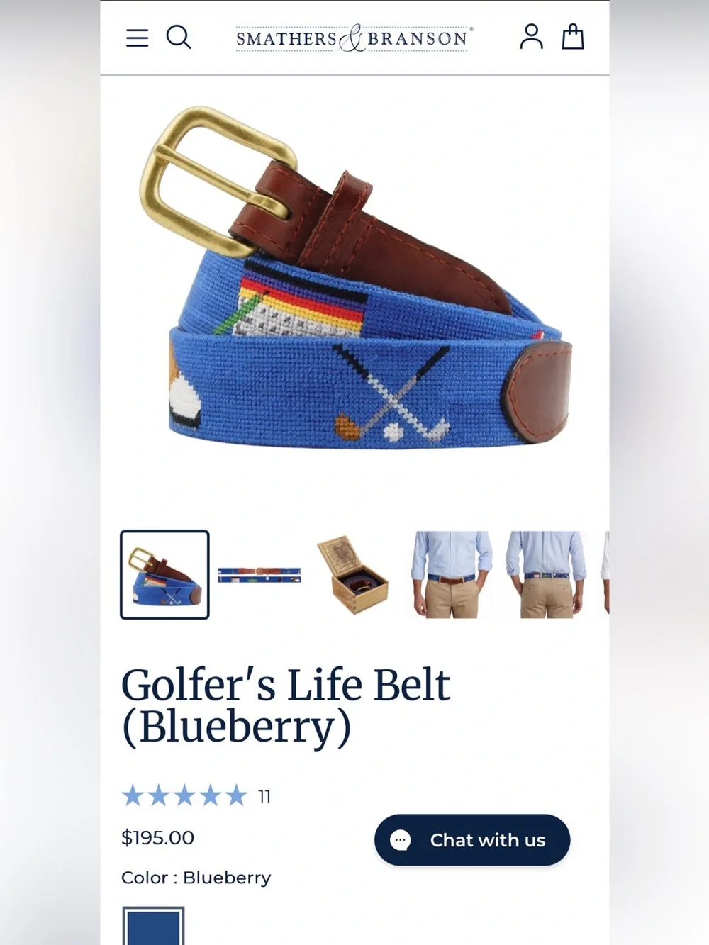 Smathers & Branson Golfers Life Belt Blueberry 40